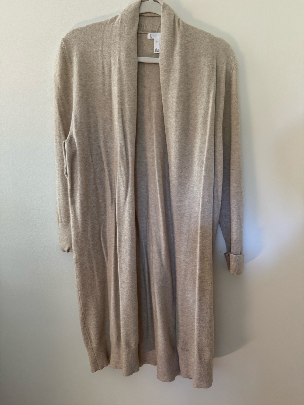 Long Open-Front Leith Cardigan Sweater - Beige